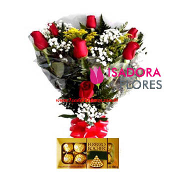 1656 Buquê 7 rosas + Chocolate
