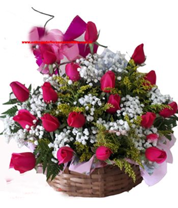1891 Cesta com 15 Rosas Pink 