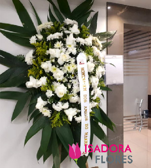 2865 Coroa de Flores Brancas Sinceras Condolências 