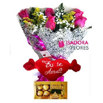3223 Kit Buquê + Coração + Ferrero