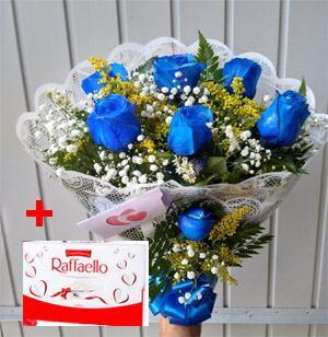 3244 Buquê azul + Raffaello