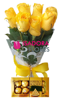 4862 Ramalhete Rosas Amarelas com Ferrero Rocher