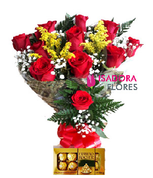 5007 Buquê rosas Premium + Ferrero Rocher