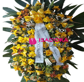 5291 Coroa de Flores Grande com rosas amarelas