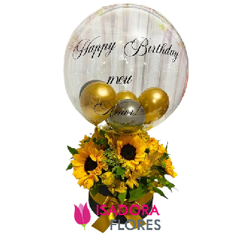 6632 Arranjo com Girassós + Balão Personalizado