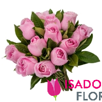 6664 Buquê com 1 dz de rosas cor de rosas