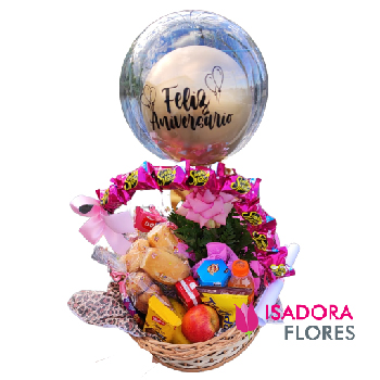 6736 Cesta com Bubble personalizado escolha a frase do balão